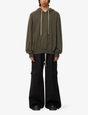 Rick Owens Mens Bosco Relaxed-fit Long-sleeves Cotton-jersey Hoody In Brown