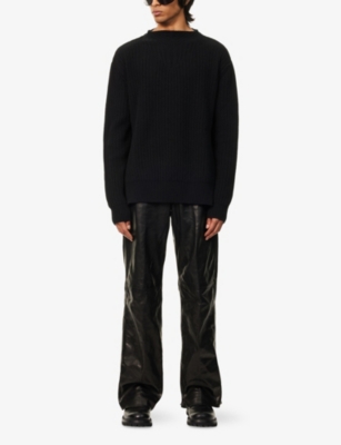 Rick Owens Fisherman Wool Sweater In Black