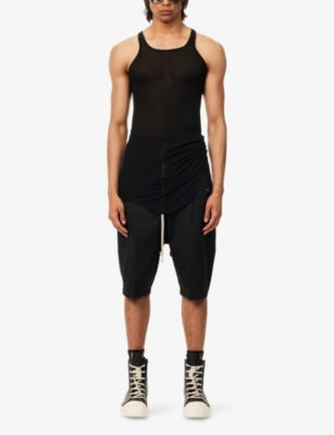 Rick Owens Mens Black Basic Rib Sleeveless Woven Top In Black