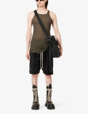 Rick Owens Bermuda Shorts With Elastic Waistband And Zipper Accents In Black