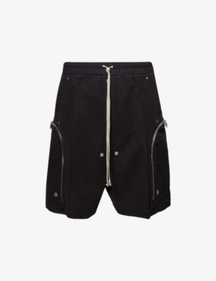 Rick Owens Bermuda Shorts With Elastic Waistband And Zipper Accents In Black