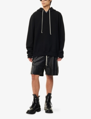 Rick Owens Mens Black Oversized Drawstring Cotton-jersey Hoody Xs In Black