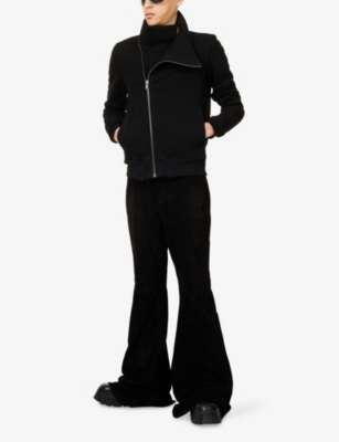 Rick Owens Mens Black Bauhaus Long-sleeve Cotton-jersey Zipped Sweatshirt In Black