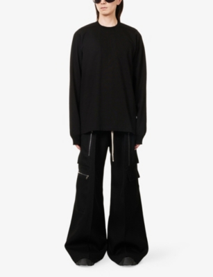 Rick Owens Wide-leg Trousers With High Waist And Utility Pockets In Black