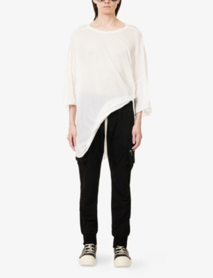 Rick Owens Mens Black Mastodon Patch-pocket Cotton-jersey Cargo Trouser In Black