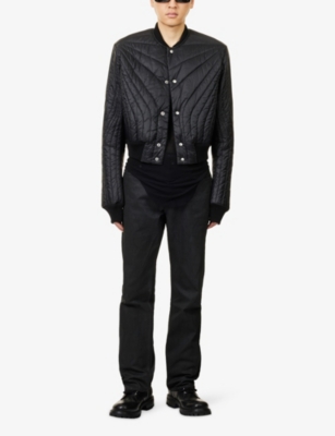 Rick Owens Mens Black Quilted Flight Shell Bomber In Black