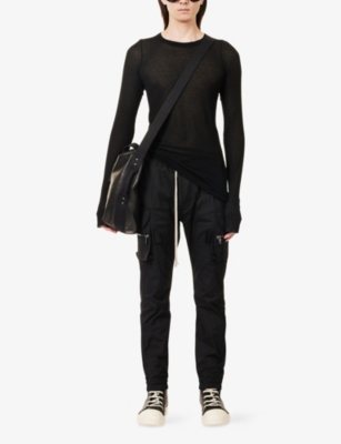 Rick Owens Mens Black Mastodon Patch-pocket Cotton Cargo Trousers In Black