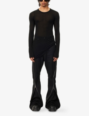 RICK OWENS: Rib Long-Sleeves Woven Top