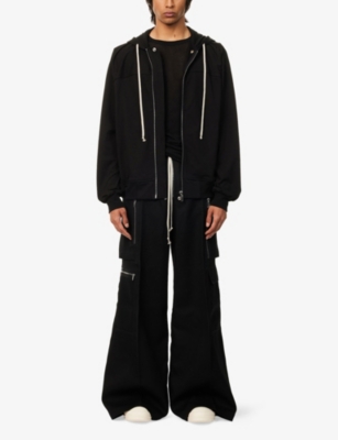 Rick Owens Mens Black Windbreaker Relaxed-fit Cotton-jersey Hoodie Xs In Black