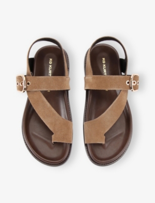 Kg Kurt Geiger Womens Brown Ryhan Flat Suede Sandals Eur 38/5 Uk In Brown
