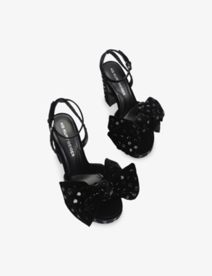 Kg Kurt Geiger Womens Black Style Stud Faux-leather Heeled Sandals Eur 39 / 6 Uk In Black