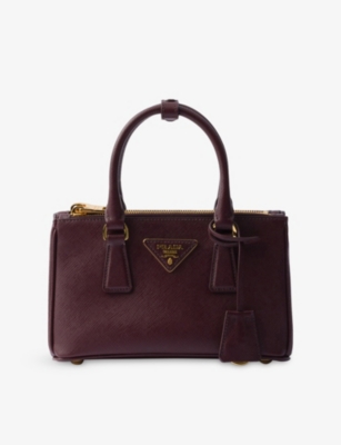 Prada Womens Burgundy Galleria Mini Leather Tote Bag In Burgundy