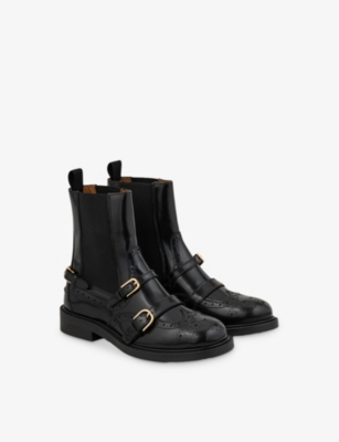 Sandro Leather Buckled Chelsea Boots In Black