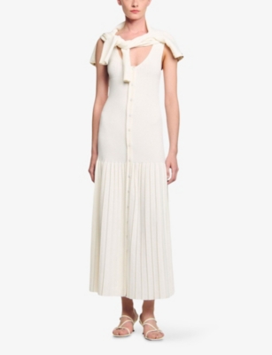 SANDRO: Scoop-Neck Ribbed Knitted Maxi Dress