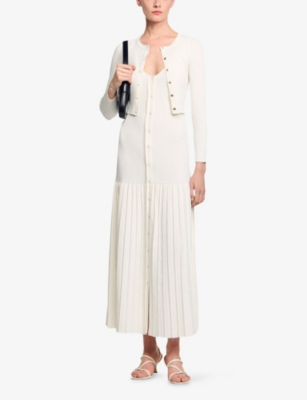 SANDRO: Slim-Fit Ribbed Cropped Stretch-Knit Cardigan