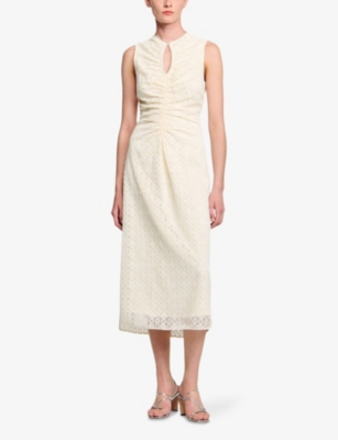 SANDRO: Rhinestone-Embellished Sleeveless Lace Maxi Dress