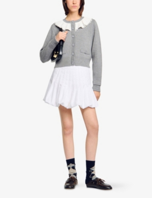 SANDRO: Contrast-Collar Button-Down Knitted Cardigan