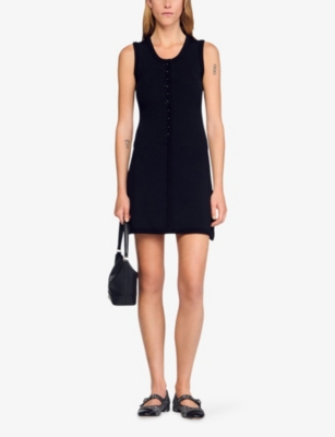 SANDRO: Sleeveless Ribbed Knitted Mini Dress