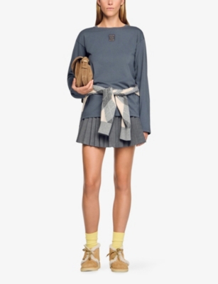 SANDRO: Brand-Embroidered Long-Sleeved Cotton-Jersey T-Shirt