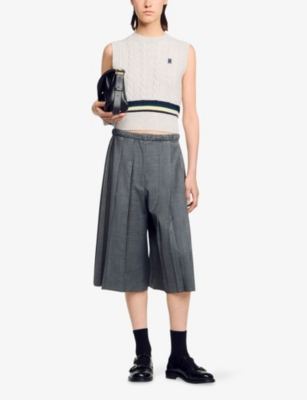 SANDRO: Pleated Elasticated-Waistband Stretch-Woven Shorts