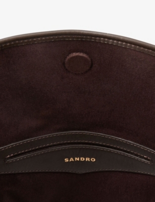 Sandro Womens Mahogany Logo-embossed Suede Shopper Tote In Brown