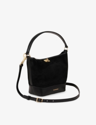 SANDRO: Tangoso Small Suede and Leather Bucket Bag