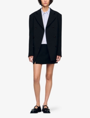 SANDRO: Oversized Double-Breasted Stretch-Woven Blazer