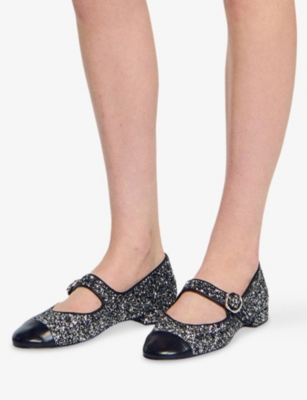 Sandro Leather Ballet Flats In Black