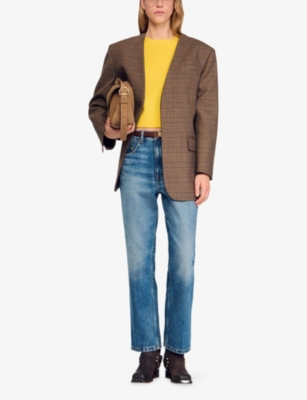 SANDRO: Checked Oversized Woven Jacket