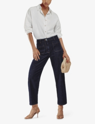 REISS: Marcie Straight-Leg Mid-Rise Stretch-Denim Jeans