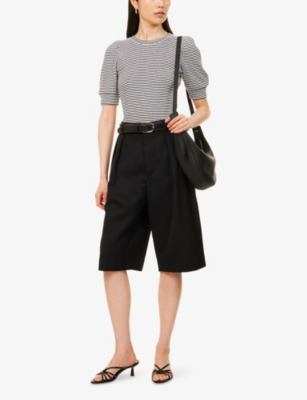 ME AND EM: Striped Pouf-Sleeve Cotton T-Shirt