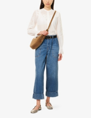ME AND EM: Crease Front Turn-Up Cuff Denim Jeans