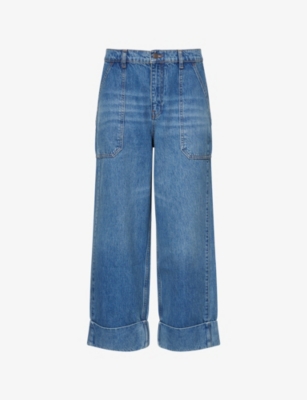 ME AND EM: Crease Front Turn-Up Cuff Denim Jeans