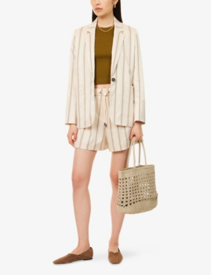 ME AND EM: Striped Single-Breasted Woven Blazer Jacket