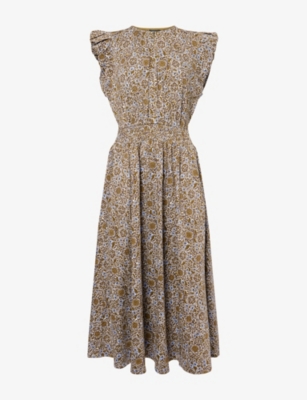 ME AND EM: Trailing Lotus Graphic-Print Cotton Midi Dress