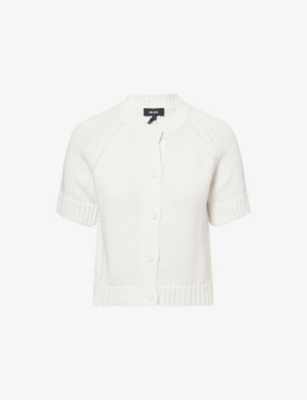 Me And Em And Em Womens Chunky Short-sleeves Cotton-knit Top Soft White Xs