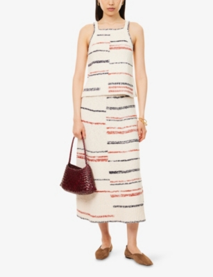 ME AND EM: Bouclé Striped Knitted Maxi Skirt