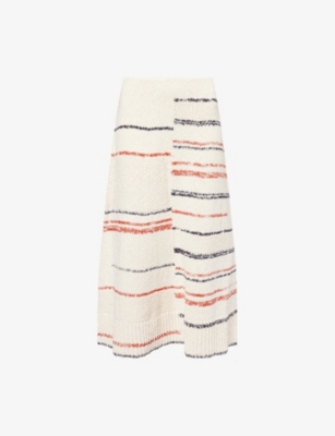ME AND EM: Bouclé Striped Knitted Maxi Skirt