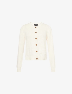 Me And Em And Em Womens Cream Patch-pocket Boxy-fit Knitted Cardigan