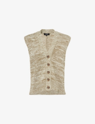ME AND EM: Mouliné V-Neck Knitted Vest