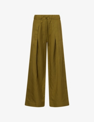 ME AND EM: Wide-Leg Pleated Woven Trousers