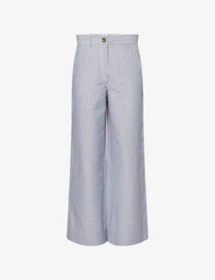 ME AND EM: Italian Seersucker Straight-Leg Cotton-Blend Trousers