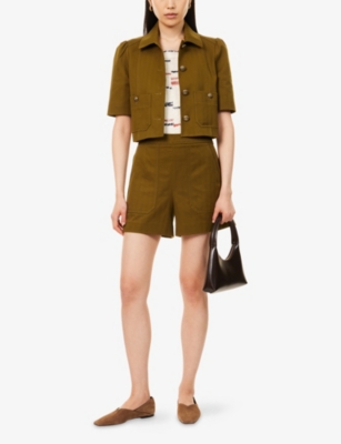 ME AND EM: Herringbone Patch Pocket Cotton-Blend Shorts