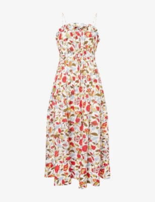 ME AND EM: Rosebush Graphic-Print Halter-Neck Cotton Midi Dress