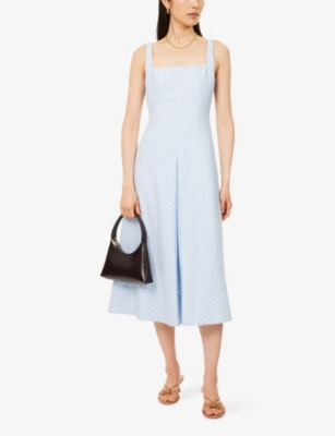 ME AND EM: Jacquard Square-Neck Cotton-Blend Midi Dress