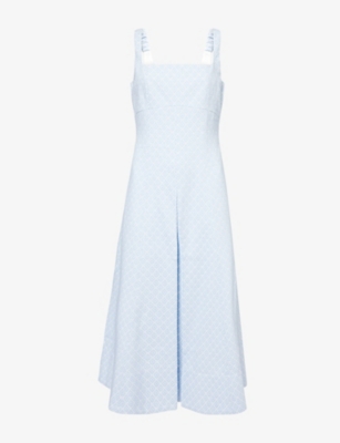 ME AND EM: Jacquard Square-Neck Cotton-Blend Midi Dress