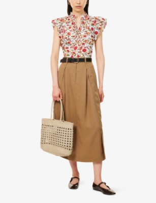 ME AND EM: Pleated Fluid Woven Maxi Skirt