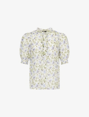 ME AND EM: Twisting Poppy Floral Graphic-Print Silk-Cotton Blouse