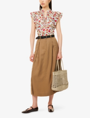 ME AND EM: Rosebush Graphic-Print V-Neck Cotton Blouse