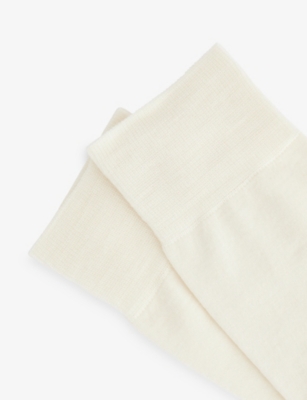 Falke Womens Off-white Softmerino Stretch-wool Blend Socks Eur 35-36/2-3 Uk In White